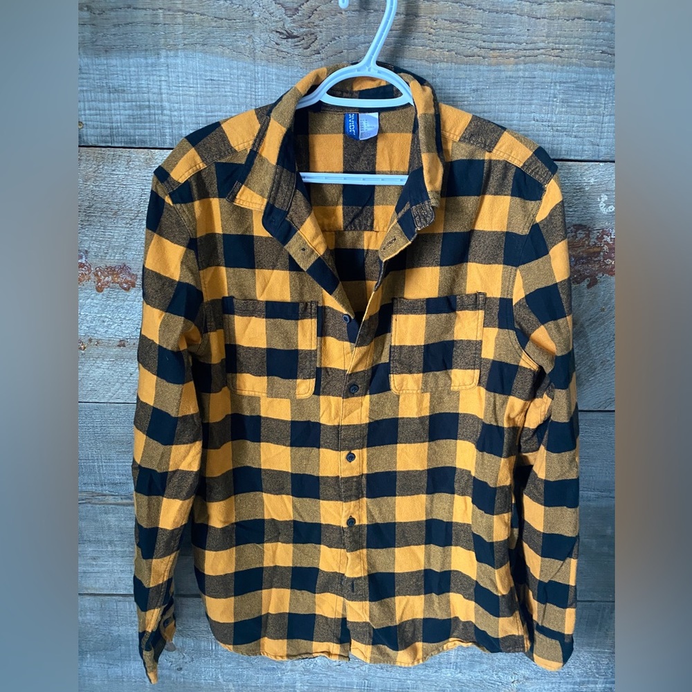 H&M yellow and black flannel